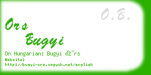 ors bugyi business card
